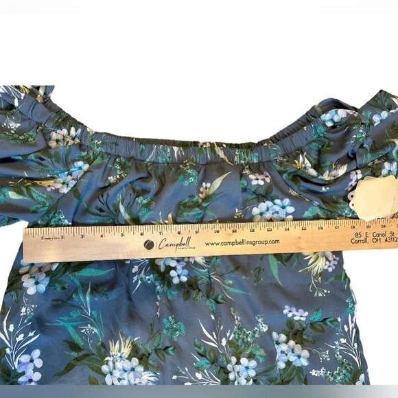 Altar'd State Dress NWT Floral Tie Off Shoulder Lined Blue Women’s Medium - Picture 6 of 10